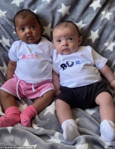 Chantelle thinks Azirah (left) has a darker complexion because Ashton, the twins' father, is half-Jamaican and her maternal grandpa is Nigerian