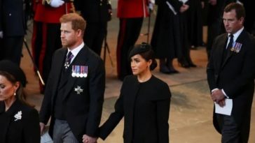Prince Harry's Comforting Gesture To Meghan Markle During The Queen's Funeral