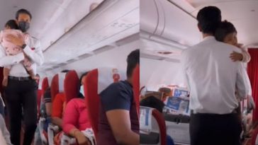 The Cabin Crew Of Air India Cradles A Baby During Flight, & It's Getting Viral On The Internet