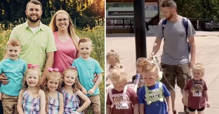 Dad Is Severely Shamed For Placing Leashes On His Quintuplets, Who Are 5 Years Old